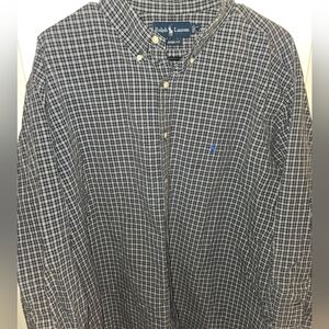 Ralph Lauren Men's Blue and White Checkered Shirt. Classic Fit 17 1/2 Neck
